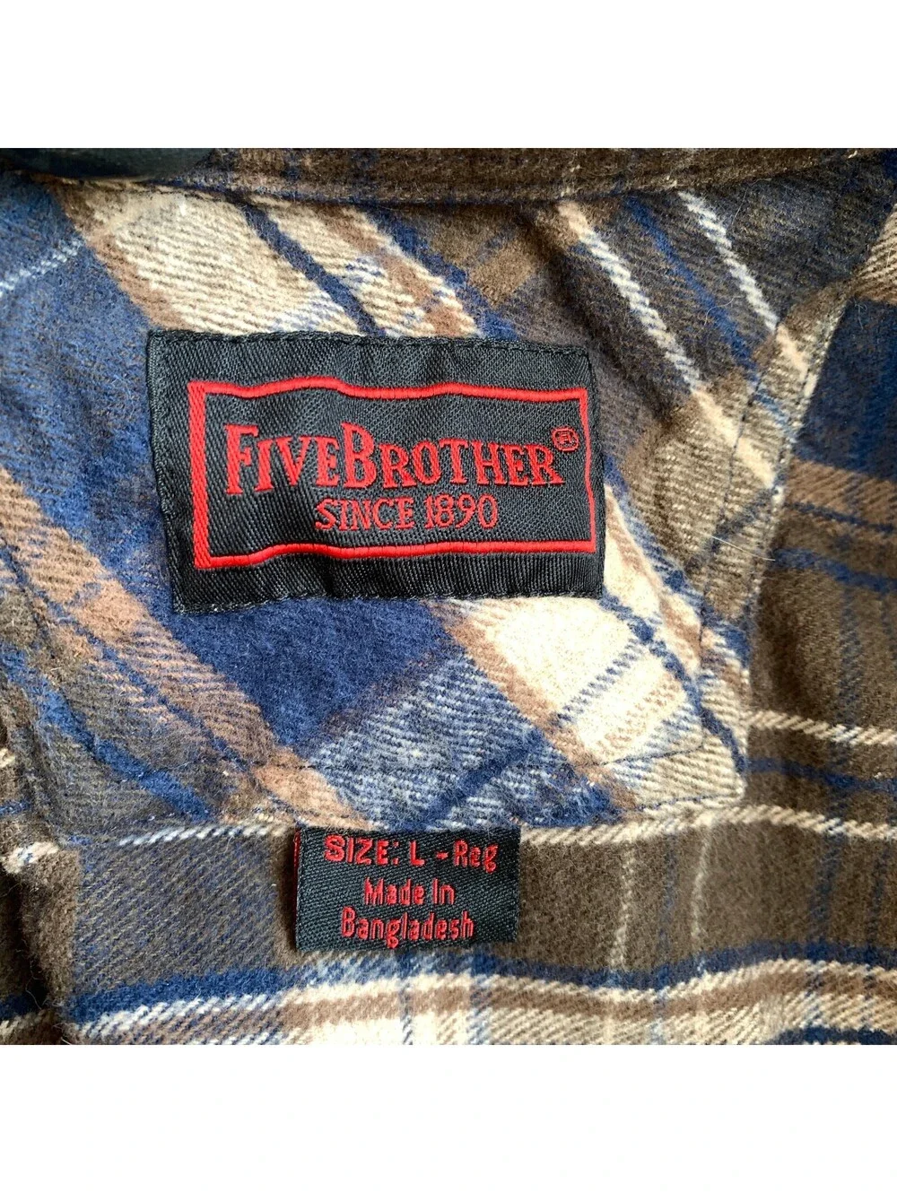 Five Brother Large Heavy Weight Long Sleeve Plaid Flannel Snap Shirt Jacket